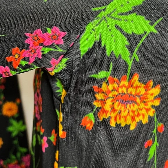 Sears Sz 6-8 Vintage Two Piece Viscose Button Shirt Elastic Waist Pant Suit - Picture 7 of 8